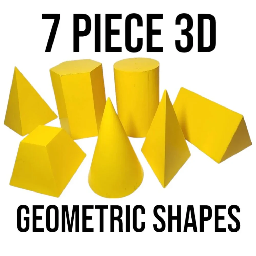 7 Piece Shapes Set 3D Geometric Plastic Forms Solids Drawing Forms Math Manipula